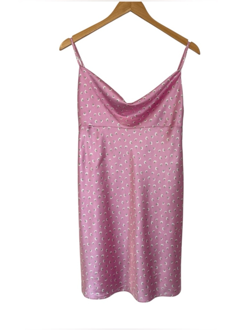Zara Womens Floral Satin Cami Mini Slip Dress Sz Medium Pink Sleeveless
